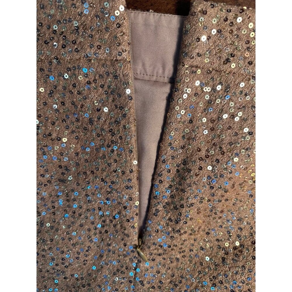 Ann Taylor LOFT Light Brown Mini Skirt With Gold Sequins Sz-6 Flirty, Unique Fun - Picture 16 of 16